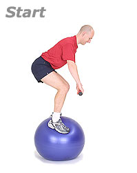 Bent Over Row with TheraGear® Body Toning Bar standing on Swiss Exercise Ball 1