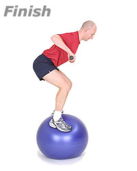 Bent Over Row with TheraGear� Body Toning Bar standing on Swiss Exercise Ball 2