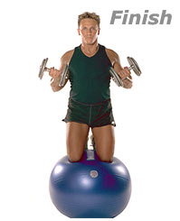 Dumbbell Biceps Curls on TheraGear� Swiss Ball Pro  2