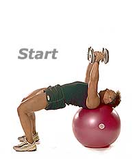 Flat Dumbbell Flyes on TheraGear� Swiss Ball Pro  1