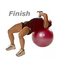 Horizontal Triceps Extension on TheraGear� Swiss Ball Pro with Dumbbells 2