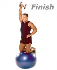Triceps Overhead Extension on TheraGear� Swiss Ball Pro with Dumbbells 2