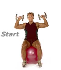 Seated Dumbbell Press on TheraGear� Swiss Ball Pro 1