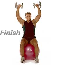 Seated Dumbbell Press on TheraGear� Swiss Ball Pro 2