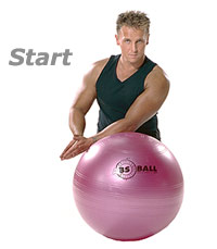 Kneeling Shoulder Stretch on Swiss Exercise Ball 1
