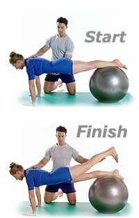 Leg Front Pull with Swiss Exercise Ball reverse