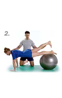 Leg Front Pull with Swiss Exercise Ball reverse 2