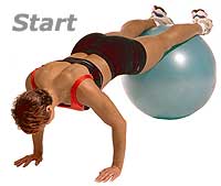 Prone Knee Pull-Ins on Swiss Exercise Ball 