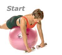 Prone Rowing with Swiss Exercise Ball 