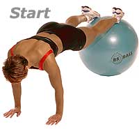 Push-Ups with Feet on Swiss Exercise Ball (Level 2)   