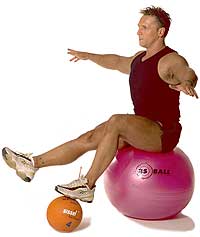 Seated Balance on Swiss Exercise Ball with Medicine Ball  1