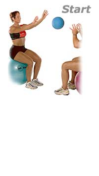 Seated Medicine Ball Toss with Partner and Swiss Exercise Ball  1