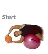 Side Flexion on Swiss Exercise Ball with Overhead Medicine Ball 