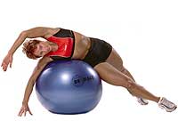 Side-Lying Abdominal Stretch with Swiss Exercise Ball  