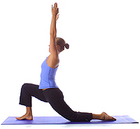 Yoga: Lunge knee down, arms up 1
