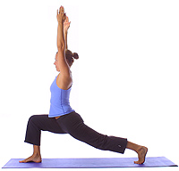 Yoga: Lunge knee up, arms up 1